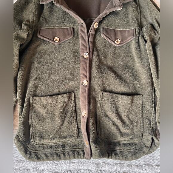 Blank NYC Shacket Women Olive Fleece Plush Jacket size medium - Picture 6 of 8
